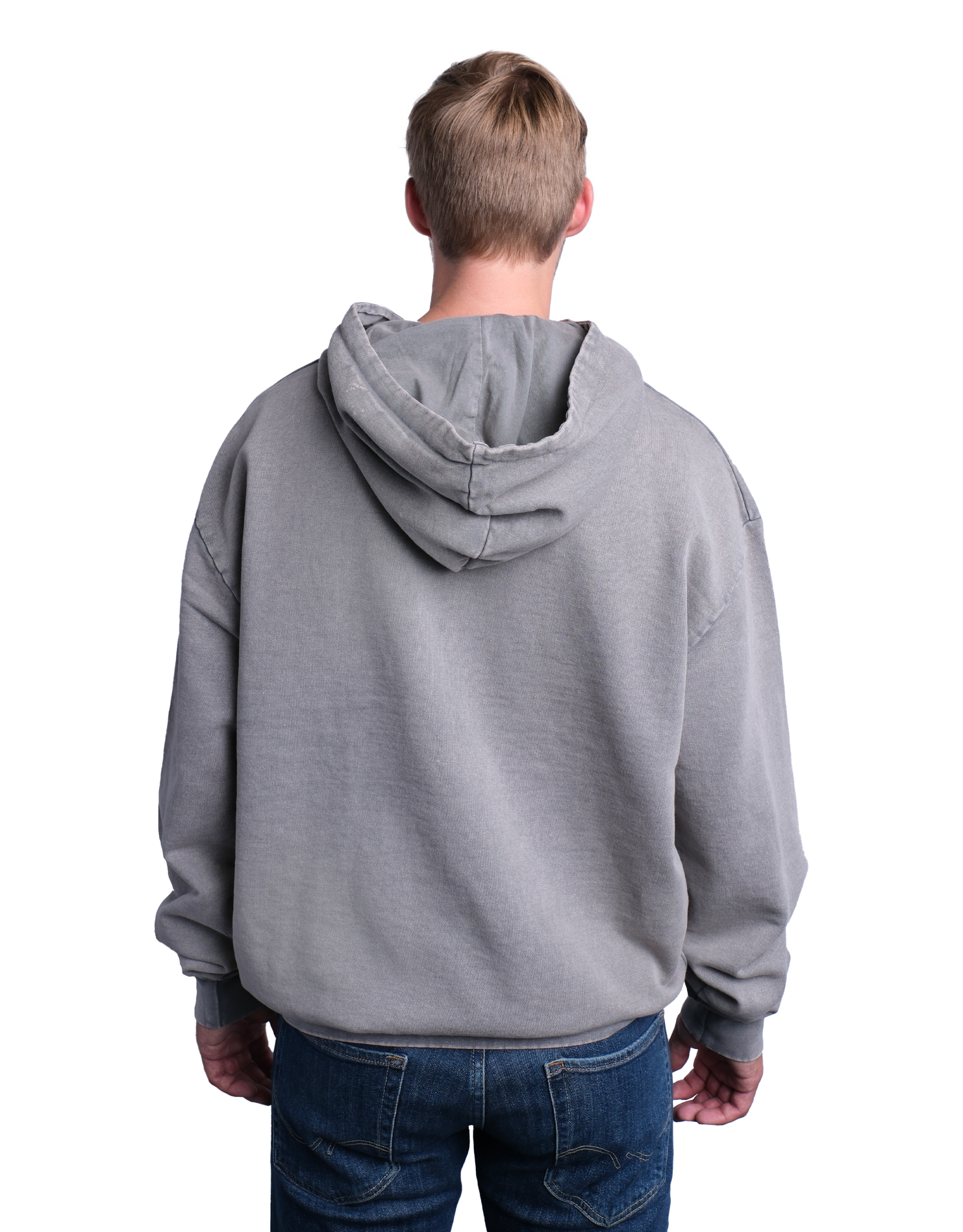 Washed hoodie gray back model