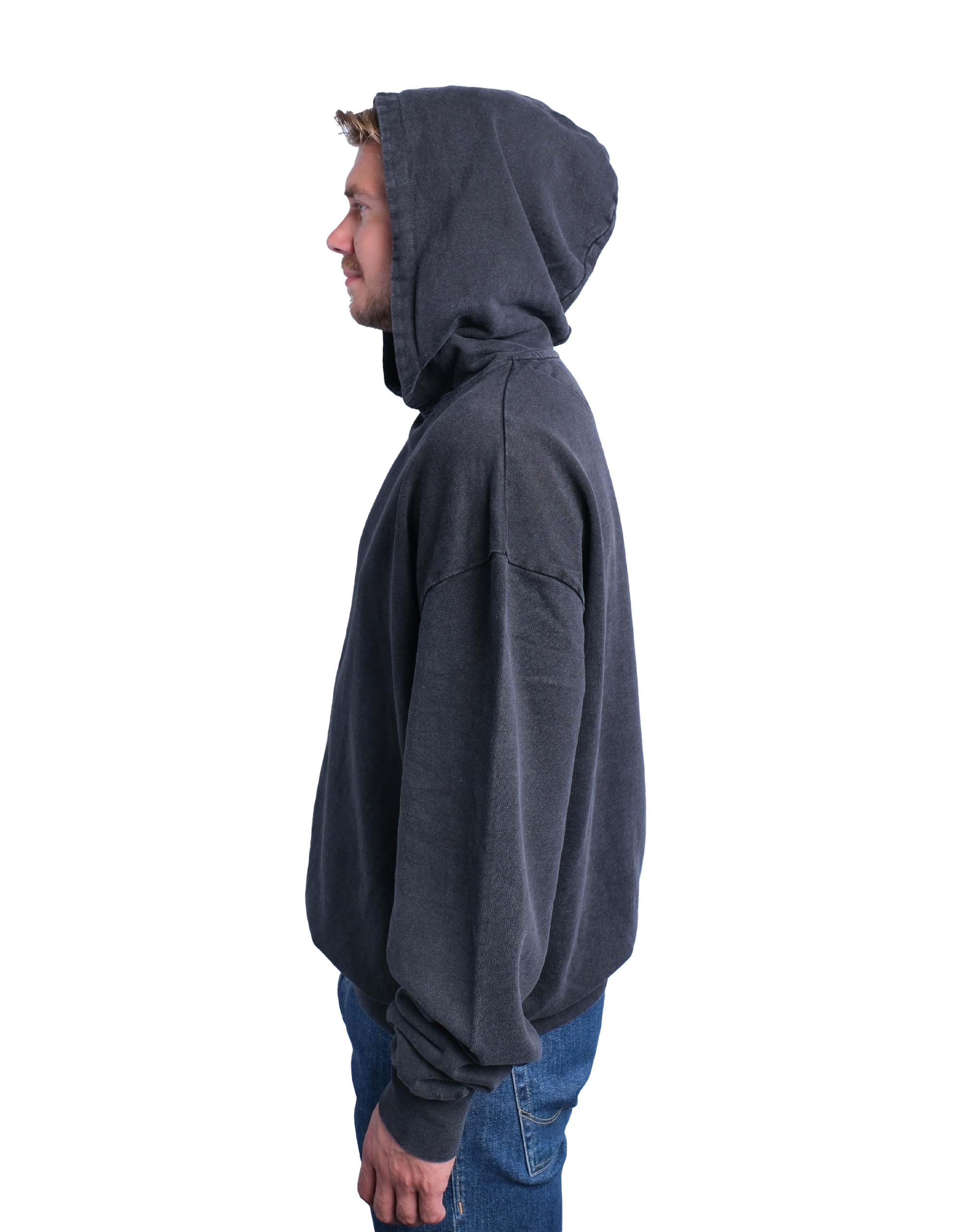 Washed hoodie black side model