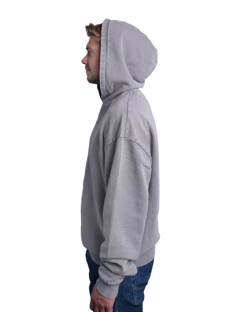 Washed hoodie gray side model